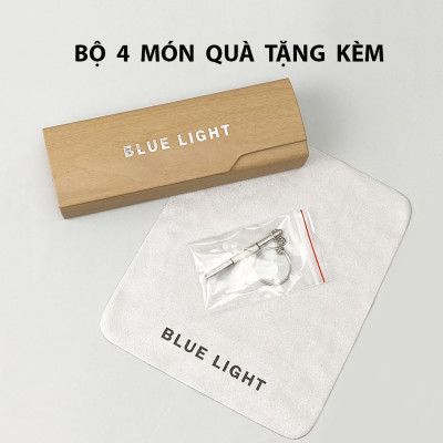 Gọng Kính Cận, Kính Giả Cận Nam Nữ BLUE LIGHT TITANIUM Cao Cấp Siêu Nhẹ, Mắt Vuông Nửa Gọng, Màu Bạc, Đen