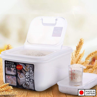 Thùng gạo nắp bật Inomata Kikubari 6kg - Hàng Nội Địa Nhật Bản