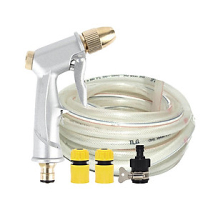 Bộ dây vòi xịt nước rửa xe,tưới cây,loại 20m 206701 đầu đồng,cút,nối đen