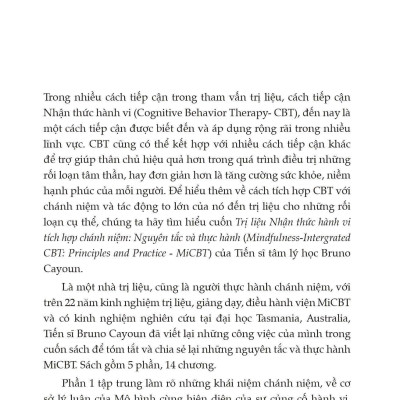 Sách - Trị Liệu Nhận Thức Hành Vi Tích Hợp Chánh Niệm - Nguyên Tắc Và Thực Hành