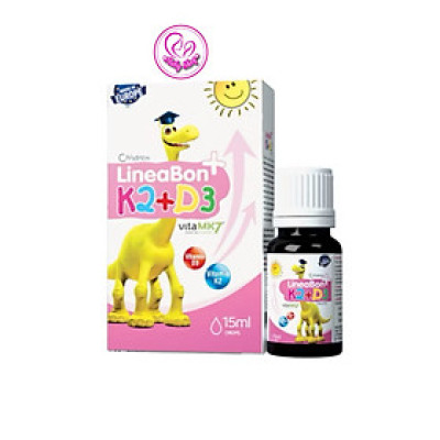 Vitamin D3k2 Lineabon hồng chai 15ml hỗ trợ bé phát triển chiều cao