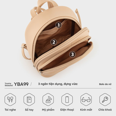 Balo Yuumy ( Thời trang nữ basic cỡ trung - Balo da Seasand YBA99 )