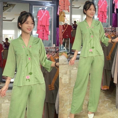 ĐỒ LAM ĐI CHÙA Sen Lụa Pháp Cao Cấp