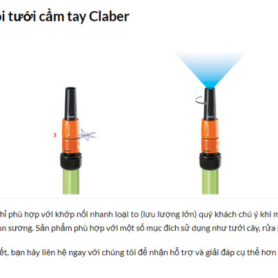 Vòi xịt tưới cây đa năng lưu lượng lớn Claber 9652