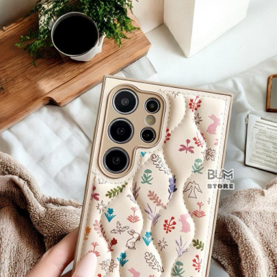 Ốp Lưng TPU Chỉ Nổi Họa Tiết Hoa Kèm Quai Khăn Lụa Sang trọng Cho Samsung S25 Ultra / S24 Ultra / S23 Ultra