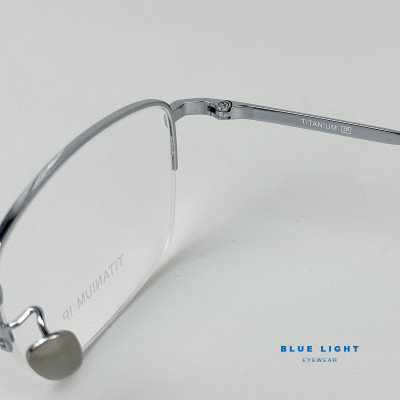 Gọng Kính Cận, Kính Giả Cận Nam Nữ BLUE LIGHT TITANIUM Cao Cấp Siêu Nhẹ, Mắt Vuông Nửa Gọng, Màu Bạc, Đen