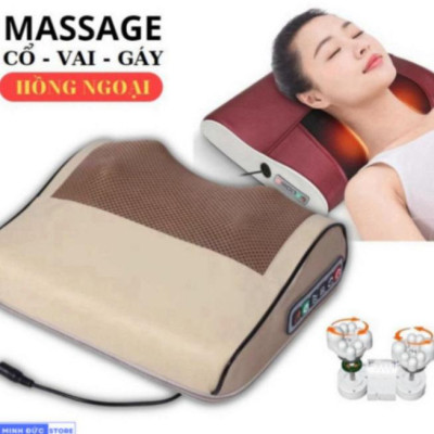 ( Loại 1) Gối massage cổ vai gáy, máy massage hồng ngoại 20 bi cao cấp hỗ trợ mát xa toàn thân