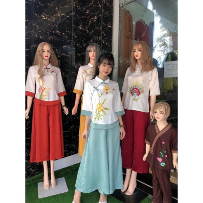 Đồ Lam Đi Chùa Lụa Vẽ Đài Loan