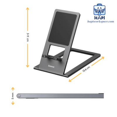 Giá đỡ kim loại xếp gọn hàng chính hãng Baseus BS-LVN012-GY cho điện thoại/tablet siêu mỏng