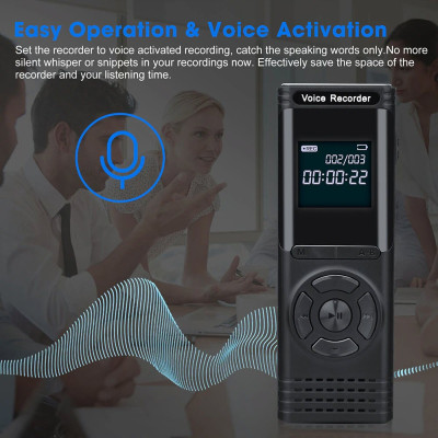 ROGTZ - Máy ghi âm GA902 32GB DSP khử tiếng ồn Kích hoạt ghi âm giọng nói MP3/WAV 92kbps 0Hz-20kHz Pin 13 giờ Nhỏ gọn Hiện đại Kim loại Màn hình LCD Thẻ nhớ 128GB Micro đa hướng Chống ồn Hẹn giờ Nghe nhạc Kết nối máy tính Giá rẻ Hàng Chính hãng