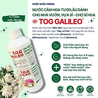 Nước Dưỡng Hoa Tươi Lâu TOG GALILEO nhập khẩu Israel giúp hoa tươi lâu gấp 2 lần và 3-5 ngày không cần thay nước tại nhà vườn, chợ sỉ hoa (1L "đậm đặc" pha 1.000L nước)