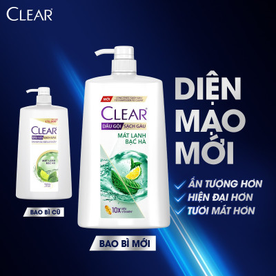 Dầu gội đầu Clear Mát Lạnh Bạc Hà sạch gàu ngứa và vi khuẩn suốt 48 Giờ 1.4kg