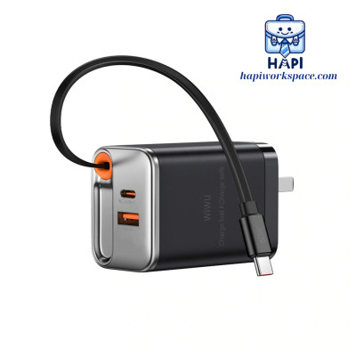 Bộ sạc nhanh GaN WiWU Helix 67W Wi-G020, sạc laptop, dây 70cm, chân gập