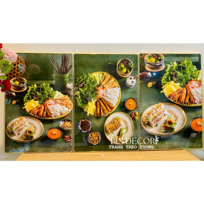 (ẢNH THẬT) Tranh treo tường nem nướng 1 trang trí decor quán ăn nhà hàng kèm đinh treo