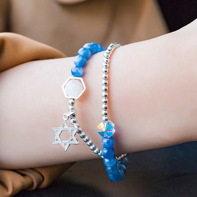 Vòng 2 line đá Kyanite charm ngôi sao bạc mệnh thủy, mộc - Ngọc Quý Gemstones