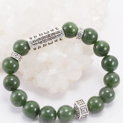 Vòng Ngọc Bích Phối Charm Lục Tự Lục Giác Nam Ngọc Quý Gemstones