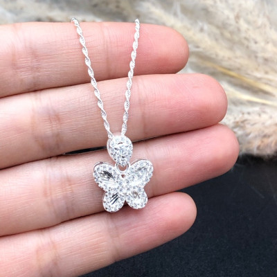 Dây Chuyền Hồ Điệp Đính Đá Nhân Tạo Cao Cấp Sáng Bền Đẹp Chính Hãng Bạc Hiểu Minh DMD504