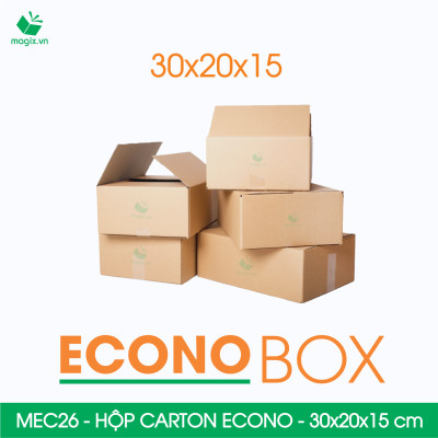 MEC26 - 30x20x15 cm - Combo 60 thùng hộp carton trơn siêu tiết kiệm ECONO