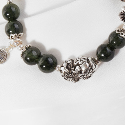 Vòng thạch anh tóc xanh phối tỳ hưu bạc Ngọc Quý Gemstones