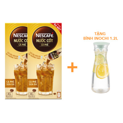 [TẶNG Khay đá Inochi màu ngẫu nhiên] Combo 2 hộp nước cốt cà phê NESCAFÉ - CÀ PHÊ SỮA ĐÁ (2 hộp x 5 gói x 75ml )