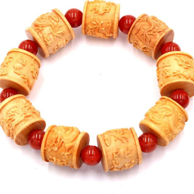 Vòng tay chuỗi trụ rồng gỗ hoàng đàn TRVCT12