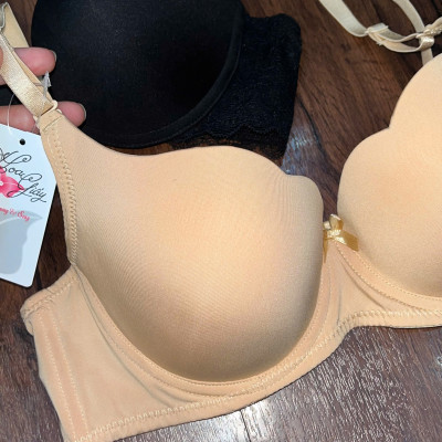 Áo Lót Hoa Giấy Trơn Mút Mỏng Có Gọng Bản 3/4 Form Nâng Ngực Đẹp