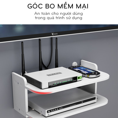 Kệ Wifi Treo Tường 2 Tầng Không Cần Khoan Để Đầu Thu Kỹ Thuật Số, Remote, Điện Thoại - IG407
