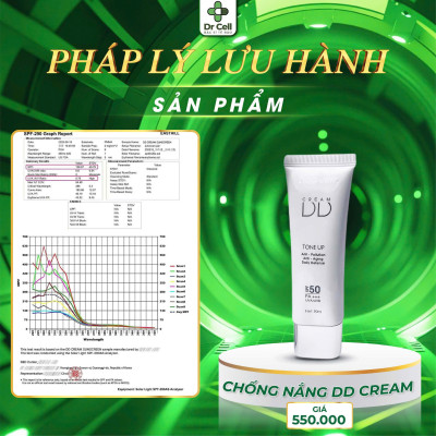 [TẶNG TÚI MÙ DR CELL] Kem Chống Nắng DD Cream DR CELL 50ml chống nắng bảo vệ da, dưỡng ẩm, che khuyết điểm ngăn ngừa sạm nám - Hàng Chính Hãng
