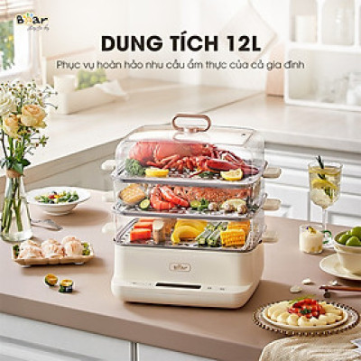 Nồi hấp điện BEAR 3 tầng 12L công suất 800W (EFS-4H27E / DZG-CA2G2)