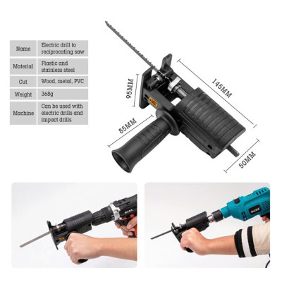 Bộ Chuyển ĐổiMáy Khoan Thành Máy Cưa Điện Cầm Tay Kèm 3 Lưỡi Cắt Gỗ, Kim Loại Đa Năng Hiệu Quả