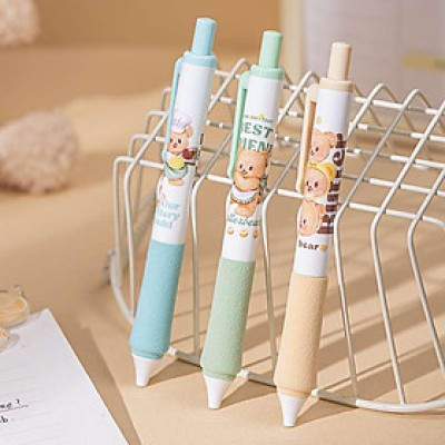 Bút Gel Deli Gấu Bơ 0.5mm Màu Đen HY001