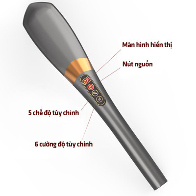 Máy Massage Cầm Tay Nikio NK-177 - Không Dây Pin Sạc, 7 Đầu Mát Xa Độc Đáo, 5 Chế Độ, 6 Tốc Độ Matxa, Hỗ Trợ Giảm Đau Cơ, Cứng Khớp, Thư Giãn Toàn Thân - Tay Cầm Dài Dễ Thao Tác