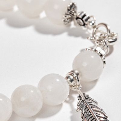 Vòng Đá Xà Cừ Trắng Phối Charm Bạc (8mm) Ngọc Quý Gemstones