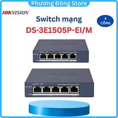 Switch mạng thông minh 4 cổng PoE Gigabit HIKVISION DS-3E1505P-EI/M - Hàng chính hãng