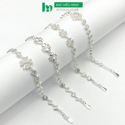 Vòng Tay Lắc Tay Nữ Bạc Ta Cỏ 4 Lá Đính Đá BẠC HIỂU MINH LTU614