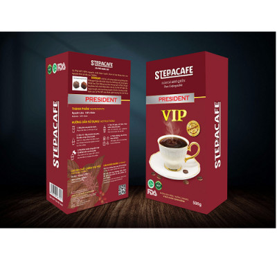 STEPPACAFE-Cà phê rang xay V.I.P 100% Moka (Túi 500g có hộp)