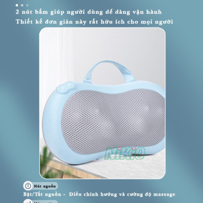 Gối Massage Hồng Ngoại, Mát Xa Cổ Vai Gáy Nikio NK-135DC - Xoa Bóp Chuyên Sâu, Hỗ Trợ Cải Thiện Đau Mỏi Nhanh, Pin Sạc Tiện Lợi