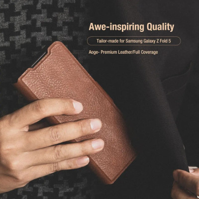 Bao Da Chống Sốc Cho Samsung Galaxy Z Fold 5/ Z Fold 6 với Ngăn Đựng S-Pen - Nillkin Aoge Leather Cover Case có ngăn đựng S-Pen hiệu Nillkin (bảo vệ máy cực tốt, chất liệu da thật cao cấp, thiết kế thời trang cá tính) - Hàng nhập khẩu