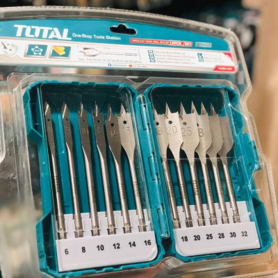 BỘ MŨI KHOAN GỖ ĐẦU DẸP 12 CHI TIẾT 6-30MM TOTAL TACSDL1201
