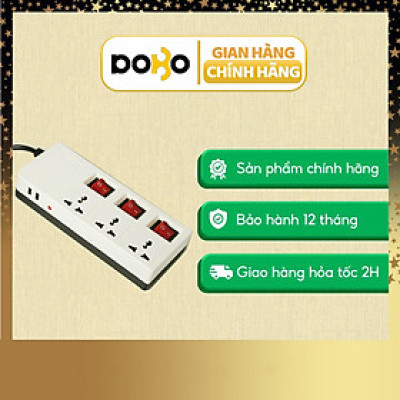 Ổ Cắm Dài 6 Lỗ Kèm Cổng USB Dobo Electric Korea (16A - 3m) - Trắng
