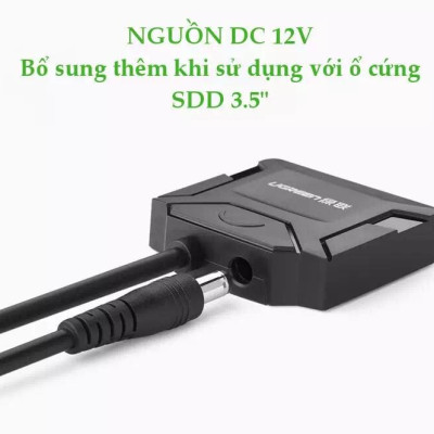 Ugreen UG20611CR108TK 25CM màu đen Bộ chuyền USB 3.0 sang SATA cho ổ cứng có hỗ trợ nguồn - HÀNG CHÍNH HÃNG