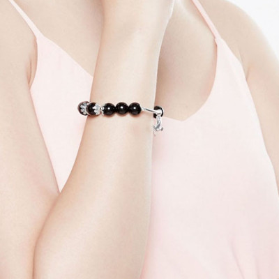 Vòng Tay Đá Obsidian Mix Charm Bạc 925 10mm Ngọc Quý Gemstones VT169