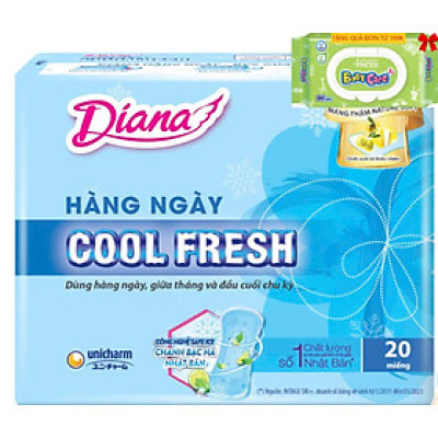 (15.5cm Không Cánh)- 1 Gói Băng Vệ Sinh Diana Hàng Ngày Sensi Cool Fresh- Mỗi Gói 20 Miếng- HSD luôn mới
