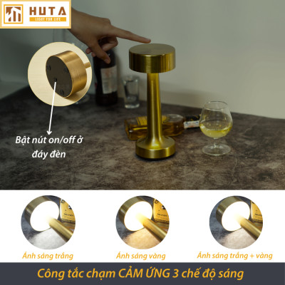 Đèn Led Quầy Bar Bàn Ăn Nhà Hàng HUTA RESTRU Cảm Ứng Pin Sạc Tích Điện USB Điều Chỉnh Ánh Sáng Vàng Trang Trí Quán Cà Phê Đèn Ngủ Lounge