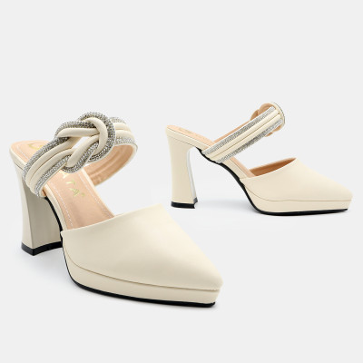 Giày cao gót nữ đẹp đế vuông 8 phân hàng hiệu rosata hai màu đen kem ro562