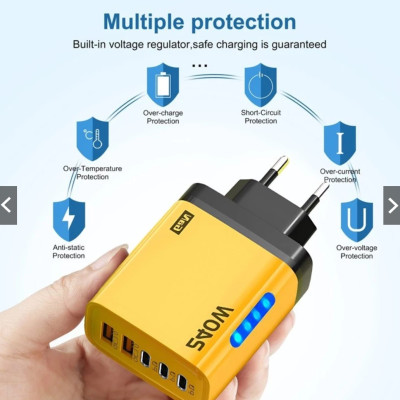 Bộ sạc cao cấp GaN 240W - Sạc siêu nhanh USB 5 cổng PD có đèn LED, Sạc siêu nhanh Type C cho máy tính xách tay, điện thoại và MacBook - miếng lót chuột