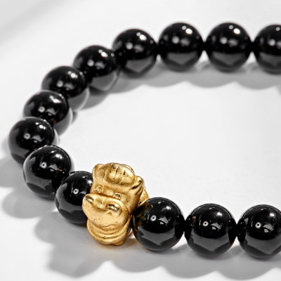 Vòng Tay Đá Thiên Thạch Charm Tuổi Ngọ Bạc Mạ Vàng 24K Ngọc Quý Gemstones