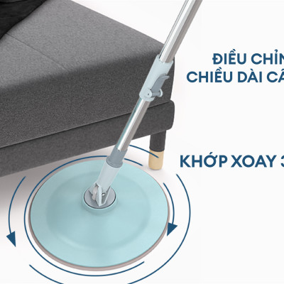 Bộ lau nhà xoay 360 độ thông minh 2 bông lau SUNHOUSE KS-CL235PB - Bảo hành 6 tháng - Hàng chính hãng