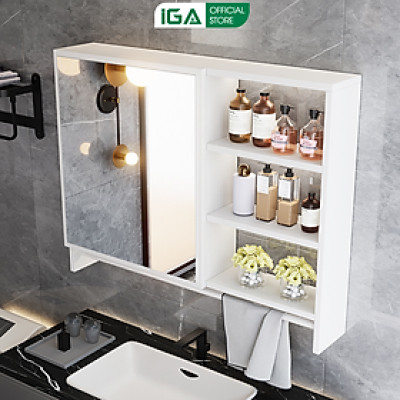 Tủ gương treo tường phòng tắm kèm kệ để đồ nhiều kích thước tiết kiệm không gian - GM207