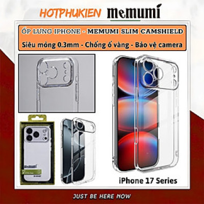 ốp lưng siêu mỏng 0.3mm bảo vệ camera trong suốt chống ố vàng cho iPhone 17 Pro Max / 17 Air / iP 17 Pro / 17 hiệu Memumi Slim Camshield Clear - Chống trầy xước, độ trong full HD, siêu mỏng ốp như không ốp - Hàng nhập khẩu